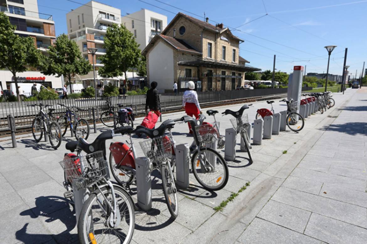 La station Vélo'v de la gare de Villeurbanne.