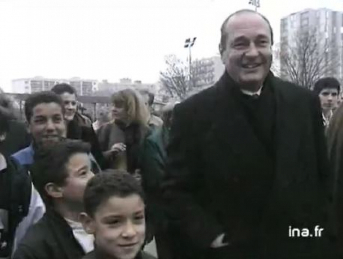 Jacques Chirac, lors d'une visite à Villeurbanne en 1994, lors de sa campagne présidentielle (archives INA).