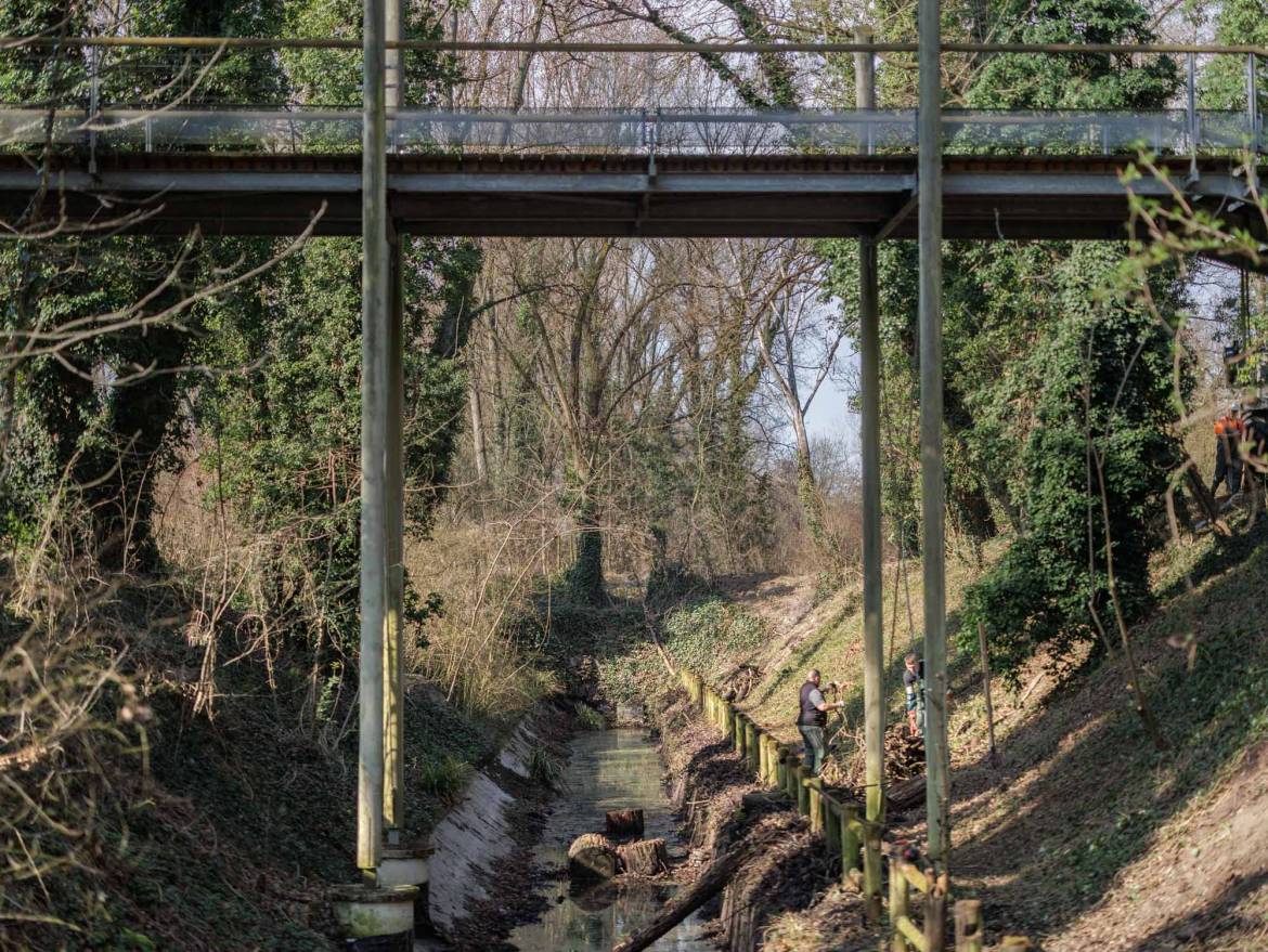 Du 2 au 6 mars, les jardiniers de la Ville ont remis en &eacute;tat le diapason en eau de la Feyssine