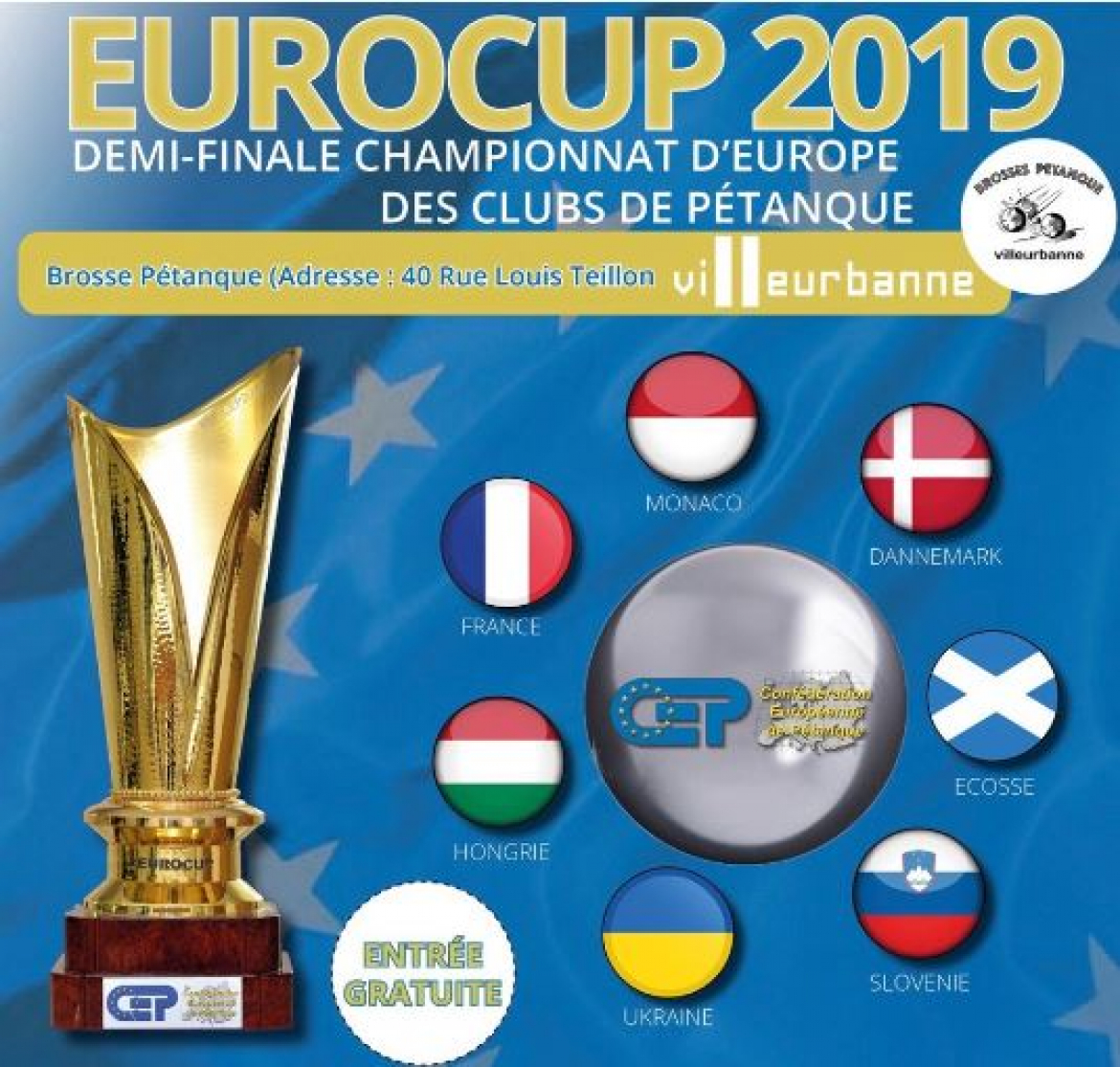 L’Eurocup 2019 de pétanque passera par Villeurbanne