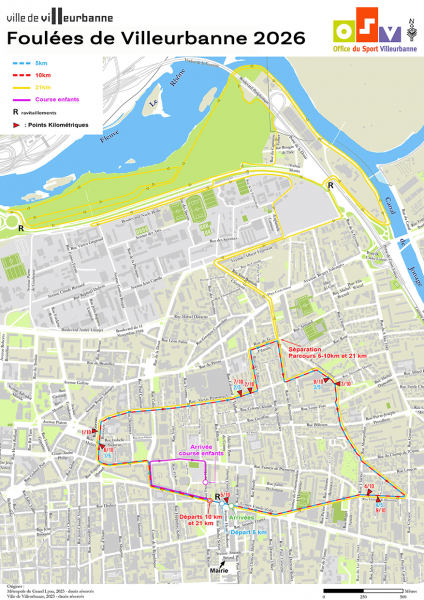 plan des courses des foul&eacute;es de Villeurbanne 2026